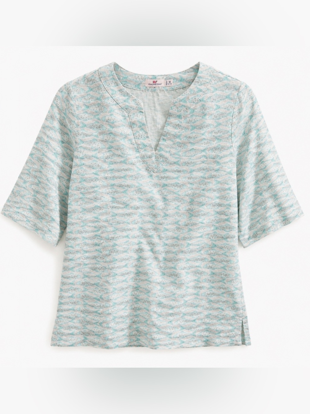 Vineyard Vines Girls 100% Linen Fish Print Tunic – Size M (10–12)